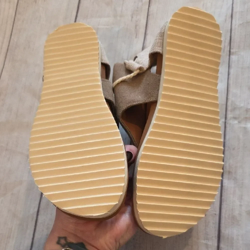 Elegant Tan Canvas Women's Sandals